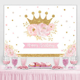 Rosa Gold Blumen Krone Glücklich Geburtstag Party Hintergrund für Mädchen